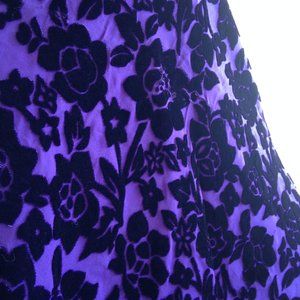 The Work - Purple Velvet Burnout Flower Skirt